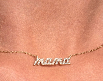 Mom Gift, Mama Necklace, Mother Necklace, Gift for Hers, Mama Letter Necklace, Name Necklace, Nameplate Necklace, Dainty Necklace