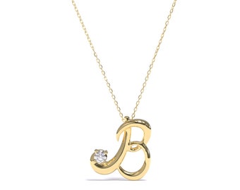 Collier initial en or massif 14 carats / Collier initial / Collier personnalisé / Collier délicat / Cadeaux personnalisés / Cadeau pour elle