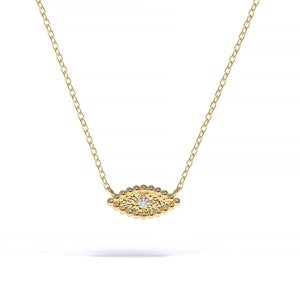 Evil Diamond Necklace, Eye Diamond Necklace,  14k Solid Gold Diamond Necklace, Natural Diamond Necklace, Gift for Her