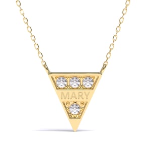 14k Gold Diamond Triangle Necklace: Personalized Geometric Charm