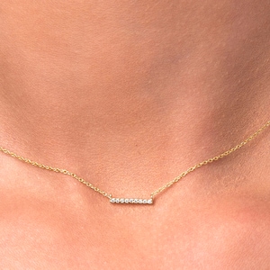 Dainty Gold Bar Necklace, 14k Gold Diamond Bar Necklace, 14k Gold Tiny Diamond Bar Necklace  14k Gold Jewelry / Black Friday Sale