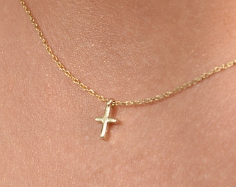 Tiny Cross Necklace, Gold Cross Necklace, Cross Necklace, Dainty Necklace, Dainty Cross Necklace, Small Cross Necklace, Delicate Necklace