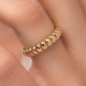 14k Solid Gold Ring, Minimalist Gold Ring, Thick Gold Band Ring, Bubble Ring, Statement Ring, Stackable Ring, Vintage Dome, Gift for her