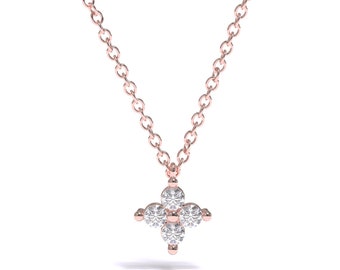 Collier grappe de diamants, collier grappe délicat, collier diamant classique en or massif, collier de fleurs en diamants / cadeau pour elle