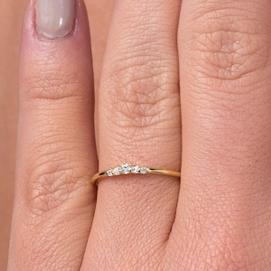 14k Gold Diamond Wedding Band / Eternity Diamond Wedding Band Prong Setting / Stackable Ring / Dainty Diamond Ring / Gift for Her