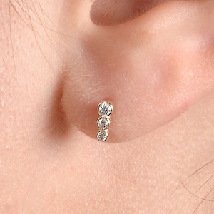 14k Gold Diamond Stud Earrings / 0.10ctw Bezel Setting Diamond Studs / Genuine Diamond Stud Earrings / Gift for her / Gift for Her
