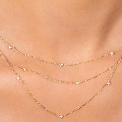 14k Gold Solitaire Diamond Necklace .30 Carat Etsy