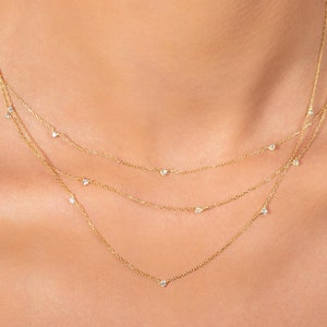 Diamanten halsketting/14k gouden diamanten halsketting/Diamond Solitaire ketting/sierlijke diamanten halsketting/cadeau voor haar/vakantieuitverkoop afbeelding 2