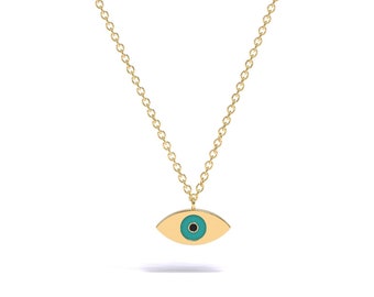14K Solid Gold Evil Eye Anhänger, Rose Gold Evil Eye Halskette, griechischen Evil Eye Halskette, Evil Eye Halskette, Solid Gold Evil Eye