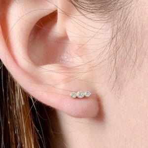 Diamond Stud Earrings / 14k Gold Diamond Earring Studs / Bezel Setting Diamond Studs / Real Diamond Stud Earrings / Gift for Her