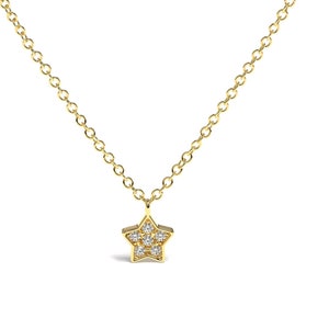 Gold Star Necklace, 14K Solid Gold Star Pendant, Celestial Dainty Stars Necklace, 14k Gold Star Charm, Rose Gold Star, Gift for Her