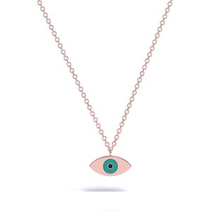 Rose Gold Evil Eye Necklace / 14k Gold Evil Eye Necklace / Dainty Gold Evil Eye Necklace / Minimalist Layering Necklace / Gift for Her