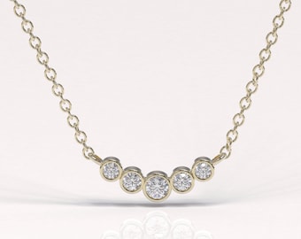 Collar de bisel de diamantes / Collar de diamantes / Bisel de diamantes de oro de 14k / Collar de diamantes delicado / Regalo de cumpleaños / Regalo para ella / Regalo para ella