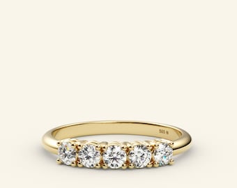 Alliance fait main en or 14 carats et diamants : bague d'éternité de 0,5 ct