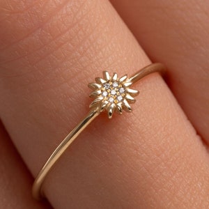 Sun Ring | 14k Solid Gold Sun Ring | Gold Dainty Ring | Spike Ring | Statement Ring | Diamond Ring | Celestial Ring | Minimalist Ring