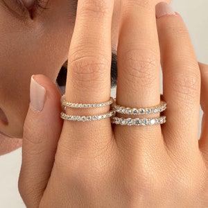 1.5-3.0MM Diamond Eternity Wedding Band Ring / Full Eternity Diamond Ring / 14k Solid Gold Eternity Ring / Wedding Band Stacking Ring