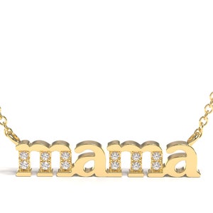14K Gold Mama Necklace, Delicate Mama Necklace, Custom Name Necklace, Diamond Mama Necklace, Best Gift for Mom, Gift for Her