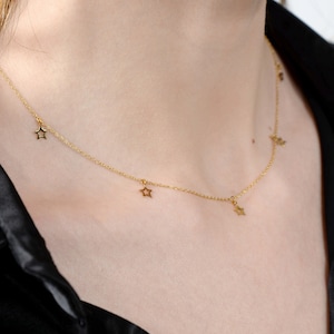 Hanging Star Necklace, Dainty Star necklace, Solid Gold Star Necklace ,Necklaces for Women,Tiny Star Necklace, Mothers Day Gift