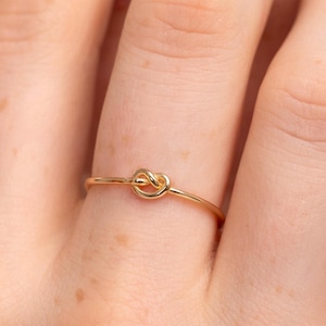 14k Gold Knot Ring - Dainty Minimalist Gold Knot Band, Stackable Gold Ring, Perfect for Everyday Wear or as a Thoughtful Gift for Her