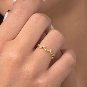 Diamond Wedding Ring, 14K Solid Gold Infinity Band, Half Eternity Diamond Ring, Diamond Stackable Ring, Dainty Infinity Diamond Wedding Band