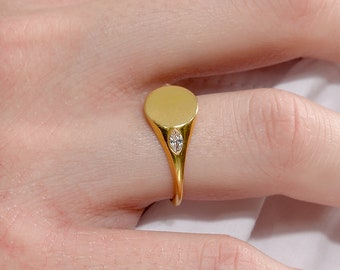 Regalo de anillo de sello personalizado para su anillo de monograma personalizado Anillo de sello de oro Regalo de anillo inicial grabado personalizado para ella