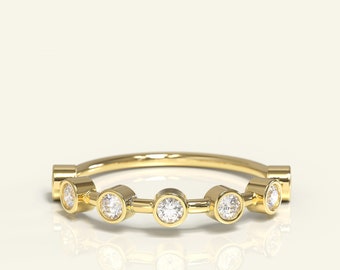 Multi Diamond Wedding Ring / 14k Unique Engagement Diamond Ring / Diamond Wedding Band Anniversary Ring / Gift for Her /  Gift for Her