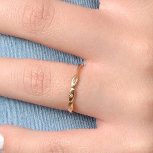 14K Gold Diamond Ring / Rose Gold Stackable Bezel Setting Ring / White Gold Minimalist Ring Perfect Birthday Gift / Gift for Her