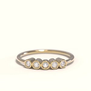 14k Solid Gold Multi Diamond Ring, Minimalist Diamond Ring, 0.15ct ...