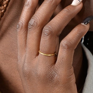 Solid Gold Thin Ring: 9k 14k Stackable Band
