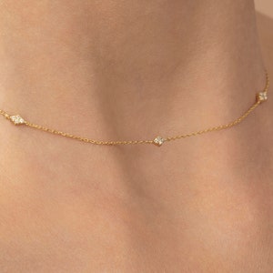 Two-Sided Diamond Station Necklace / Unique Diamond by the Yard Necklace / 14k Gold Unique Diamond Necklace / Double Sided Diamond Necklace