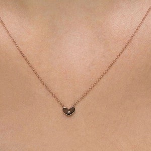 Dainty Heart Necklace, Solid Gold Heart Necklace, Love Necklace, Diamond Heart Pendant, Solid Gold Heart Necklace,Gold Necklace,Gift for Her