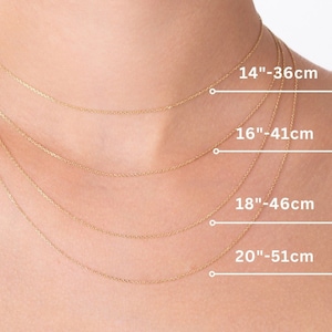 Corrente de cabo de ouro maciço 14k: colar delicado em camadas (1,00 mm), UE