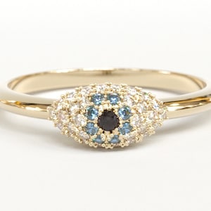 Gold Evil Eye Ring / Diamond Gold Evil Eye Ring / Minimalist Ring / Evil Eye Jewelry / 14k Gold Evil Eye Ring / Gift for Her