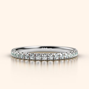 14K Gold Diamond Ring/ Thin Band Diamond Ring/ Stacking Wedding Ring/ Minimalist Anniversary Wedding Ring / Dainty Ring / Gift for Her 14K White Gold