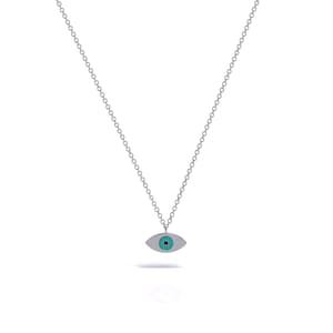 Solid Gold Evil Eye Necklace, Dainty Solid Gold Evil Eye necklace, Protection Necklace, 14k Gold Evil Eye Necklace, Gift for Her