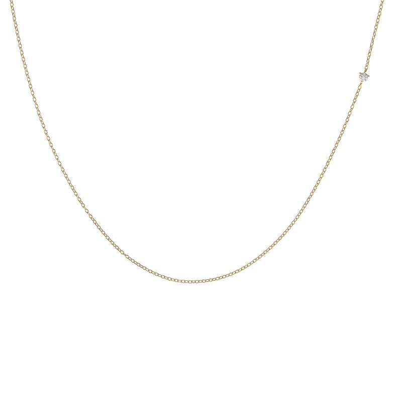 Tiny Diamond Necklace Dainty Diamond Choker Necklace 14k Etsy