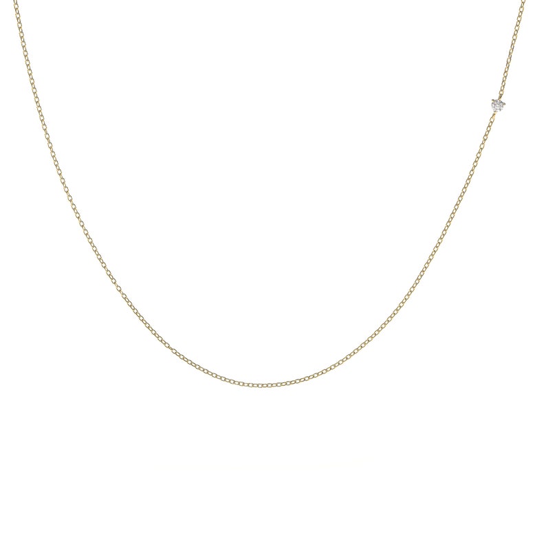 Kleine diamanten halsketting, sierlijke diamant choker ketting, 14k Solid Gold Diamond ketting, sierlijke diamant choker, cadeau voor haar afbeelding 5