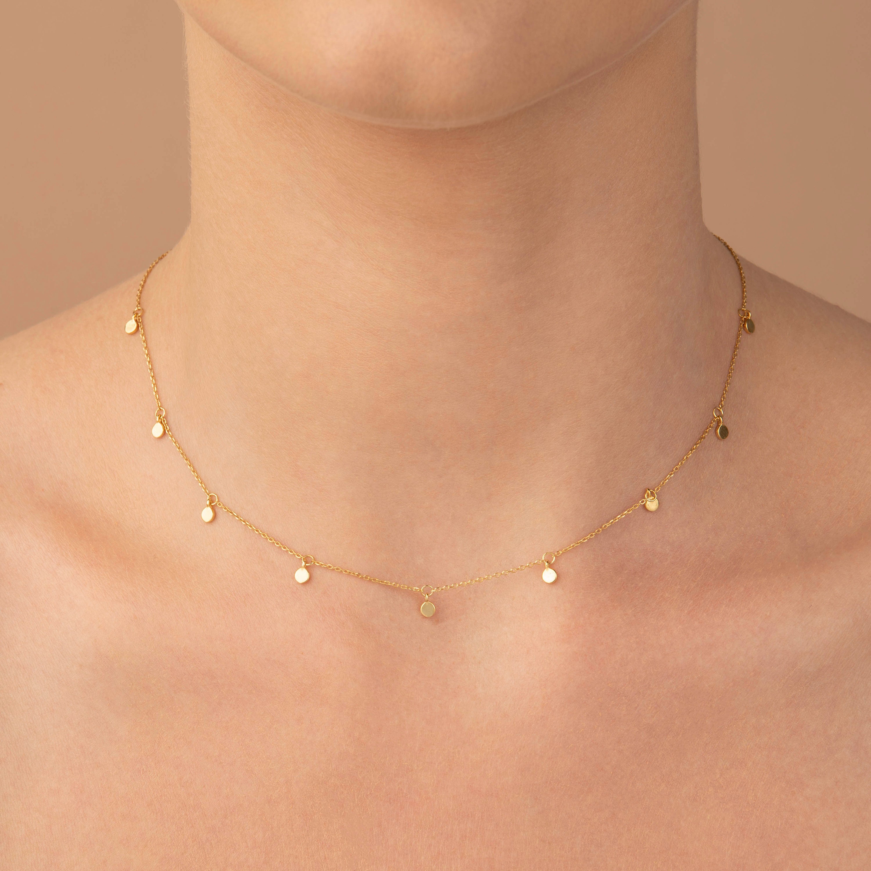 Dotted Gold Chain Necklace, Layering Gold Necklace, Minimalist Necklace,  Dainty Gold Necklace for Women, Simple Gold Necklace 