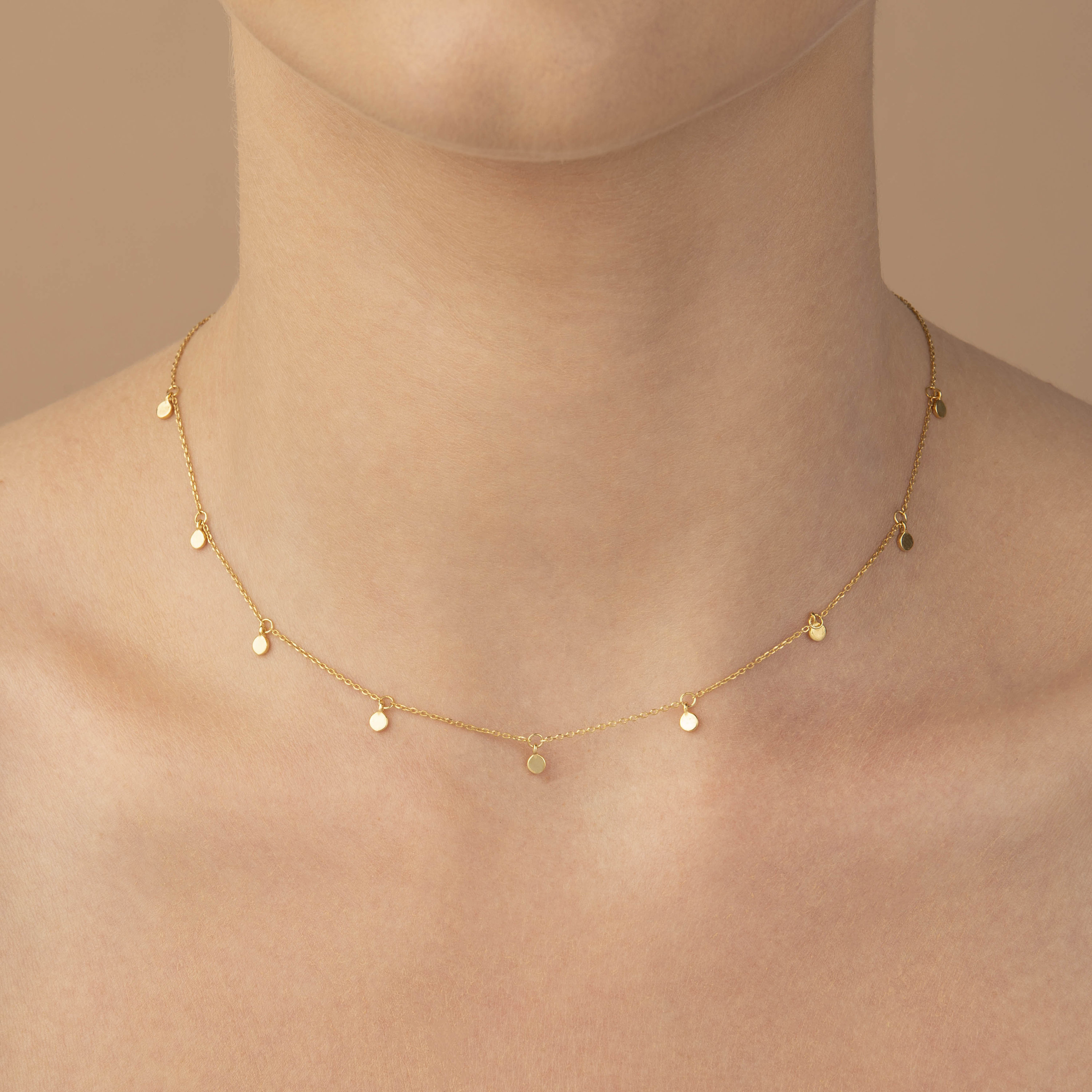 Dotted Gold Chain Necklace, Layering Gold Necklace, Minimalist Necklace,  Dainty Gold Necklace for Women, Simple Gold Necklace 