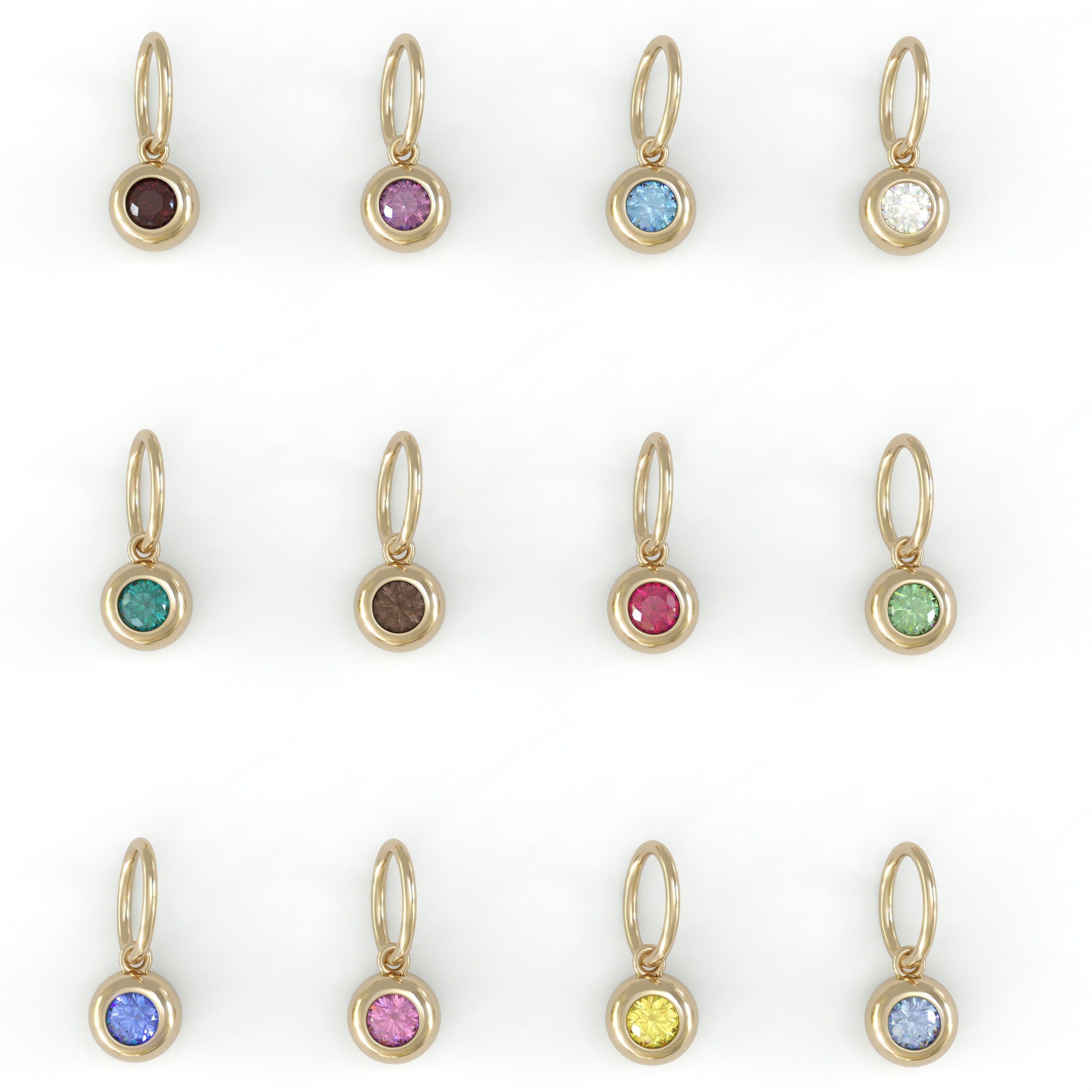 14k Solid Gold Birthstone Pendants \ Birthstone Necklace in Solid Gold \ Birthstone Necklace with Gemstones \ Birthday Personalized Gift