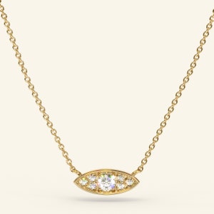 14k Diamond Evil Eye Necklace Diamond Necklace for Women Dainty Necklace Evil Eye Pendant Diamond Necklace Hamsa Necklace image 2