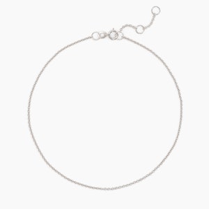 May include: A silver chain anklet with a lobster clasp closure.