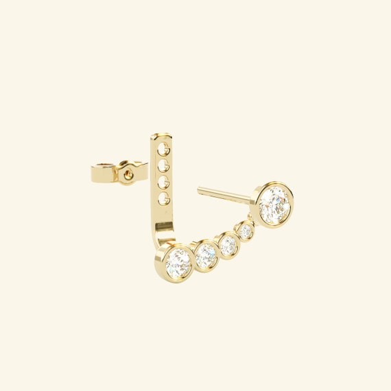 14k Diamond Jacket Earring / Single Half Pair Diamond Stud
