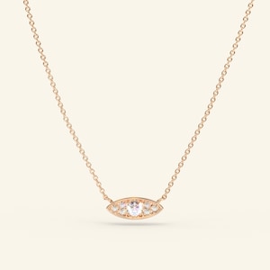 14k Diamond Evil Eye Necklace Diamond Necklace for Women Dainty Necklace Evil Eye Pendant Diamond Necklace Hamsa Necklace image 8