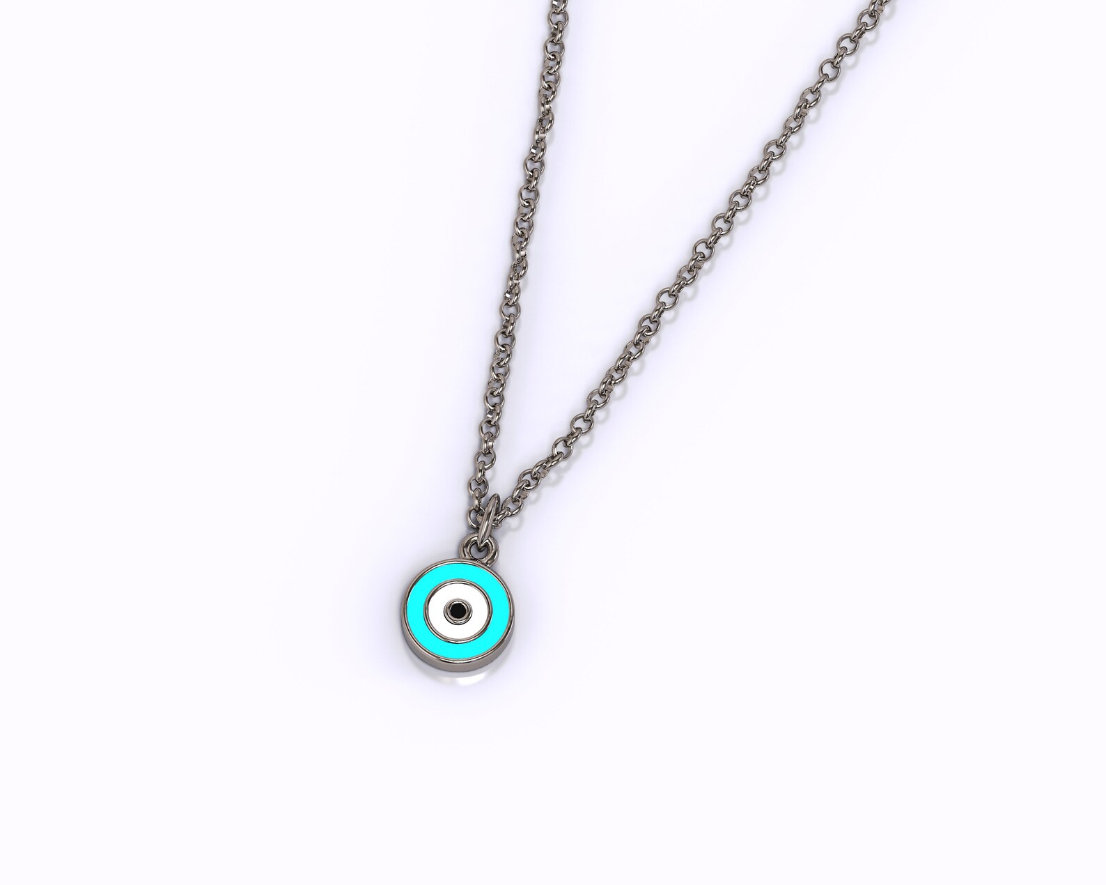 14K Solid Gold Evil Eye Necklace Blue Evil Eye Necklace Evil Etsy