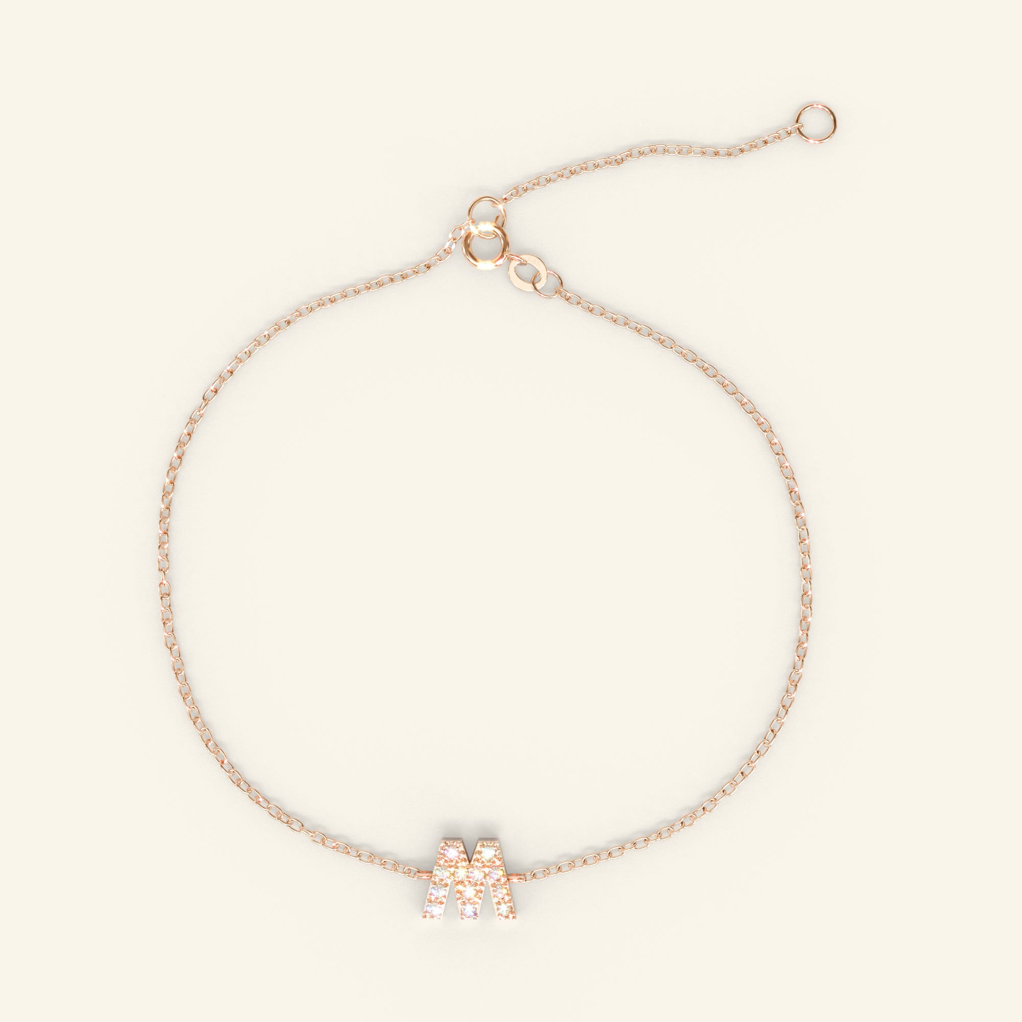 Custom Solid Gold Monogram Bracelet with Diamonds and Sandstone Beads –  MagicHands Jewelry