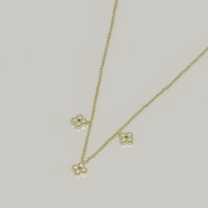 14K Gold Clover Diamond Necklace, Clover Diamond Necklace, Choker Necklace, Gold Diamond Necklace, Natural Diamond Necklace, Gift for Her image 5