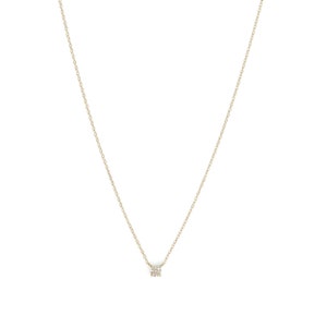 14K gouden diamanten halsketting, bijgevoegde diamant aan ketting, Diamond Solitaire ketting, bruidsmeisje ketting, diamanten halsketting, cadeau voor haar afbeelding 8