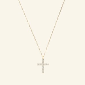 Collar de cruz de diamantes 14k oro sólido / collar de fe cristiana para mujeres / collar religioso / collar de cruz de oro real / regalo para ella imagen 2