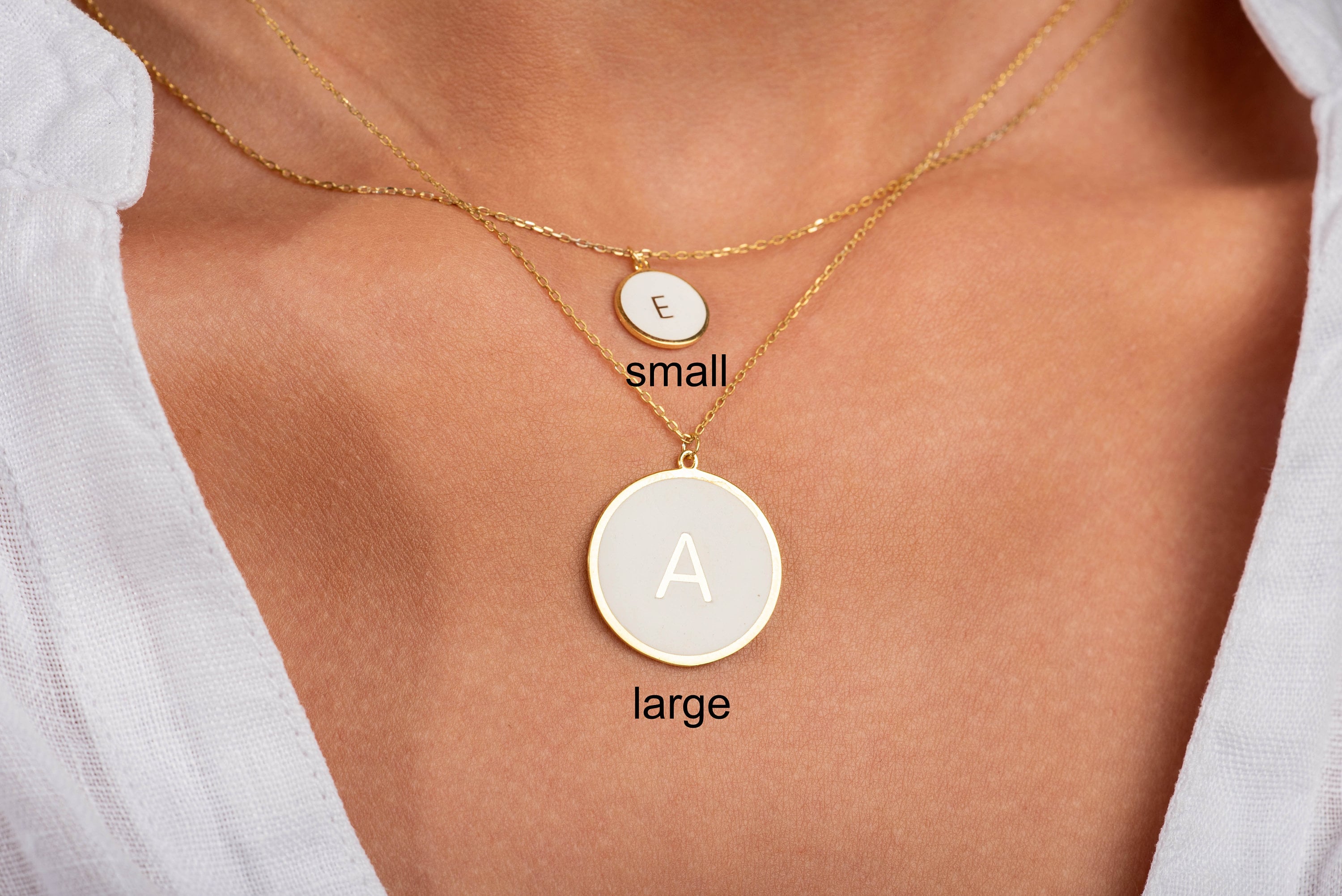 14k Solid Gold Enamel Letter Necklace / Personalized Enamel Etsy UK